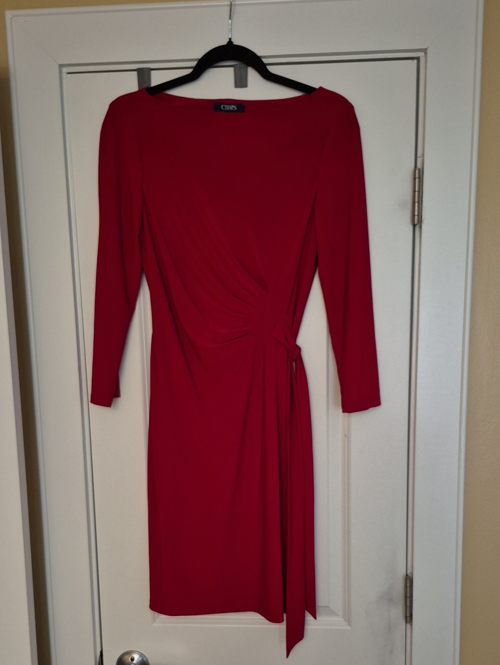 Womens CHAPS Long Sleeve Red Dress